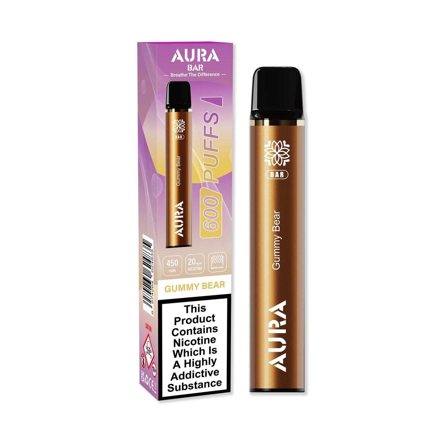 Aura Bar by Crystal Prime 600 Puffs Disposable Vape Pod - Box of 10