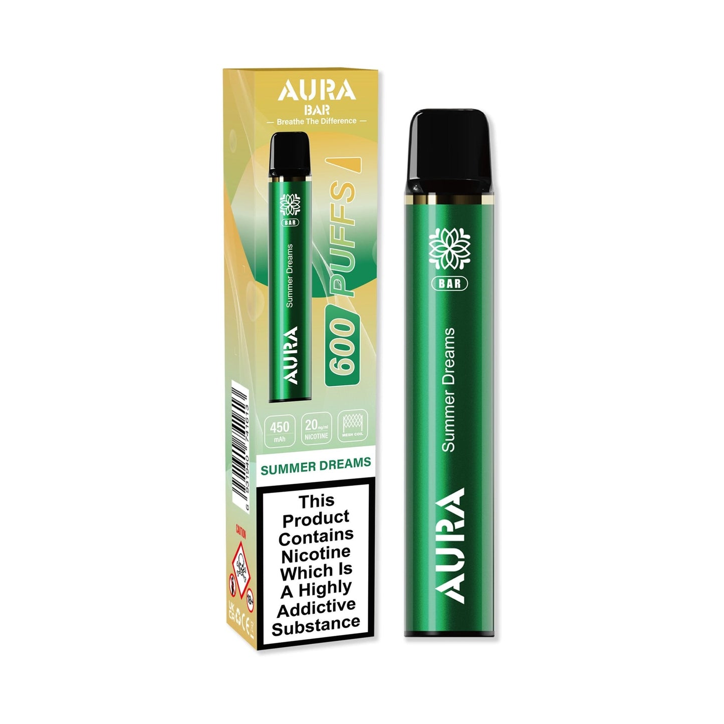 Aura Bar by Crystal Prime 600 Puffs Disposable Vape Pod - Box of 10