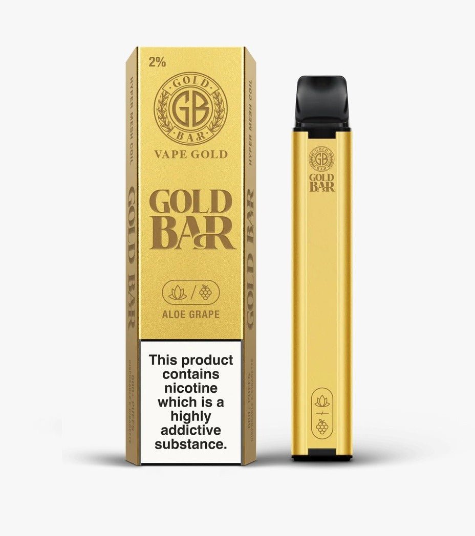 Gold Bar 600 Disposable Vape Pod Puff Pen Device - Box of 10