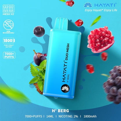 Hayati Duo Mesh 7000 Disposable Vape Puff Bar Pod - Box of 10