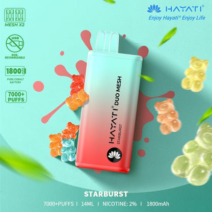 Hayati Duo Mesh 7000 Disposable Vape Puff Bar Pod - Box of 10