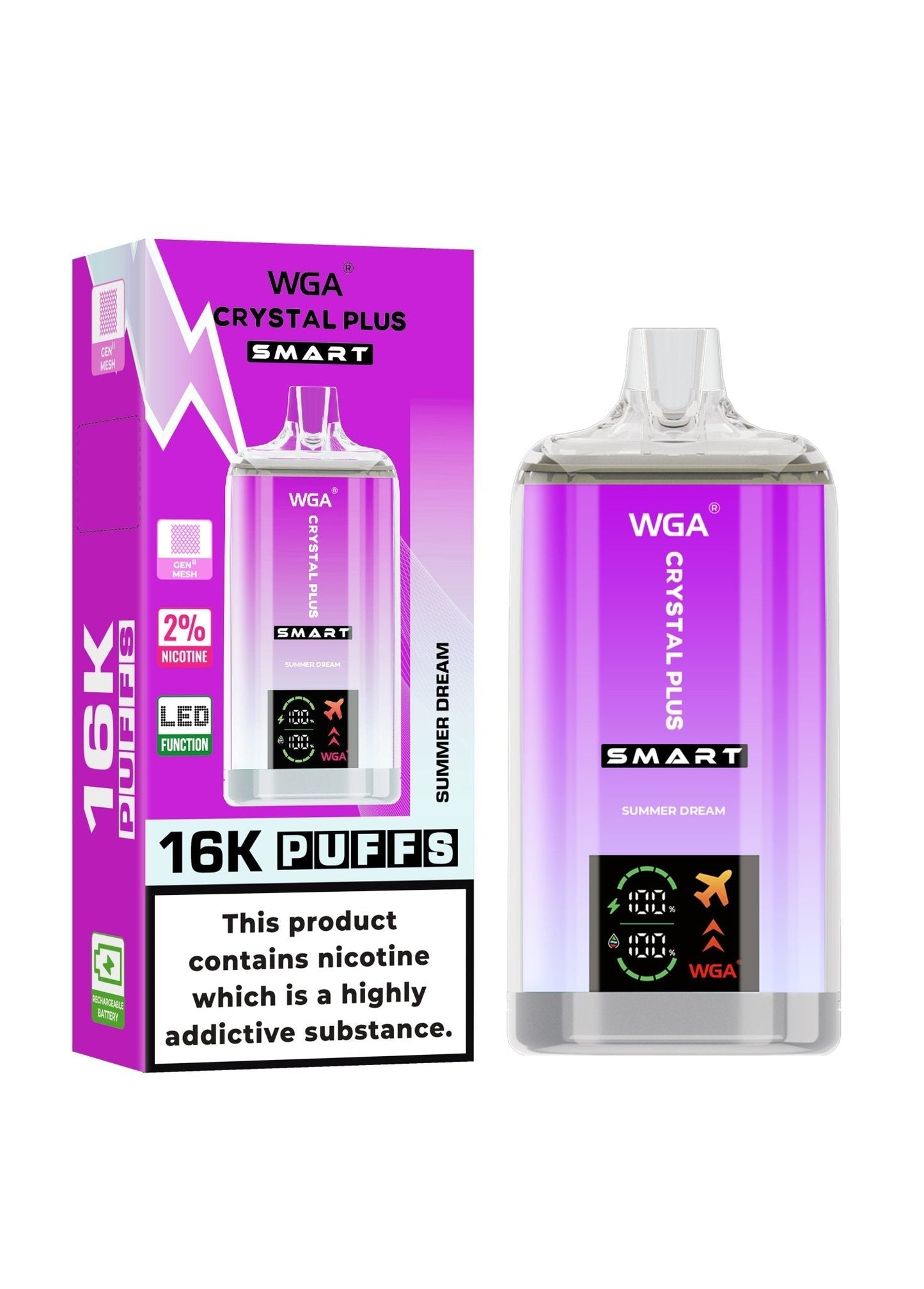 WGA Crystal Plus Smart 16000 Puffs Disposable Vape - Box of 10